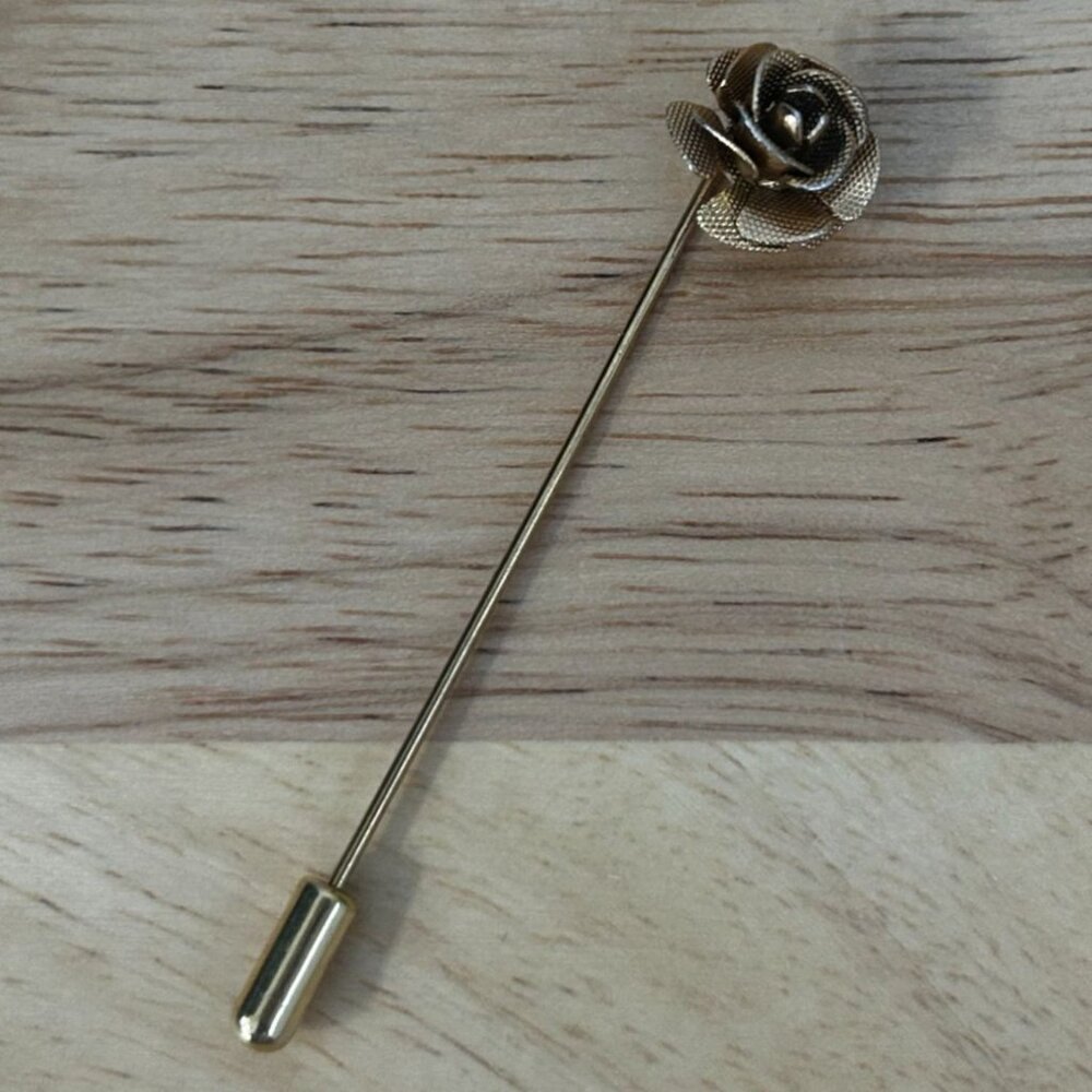 Vintage Rose Gold Tone Stick Pin Hat Accessory 80's Style Pin